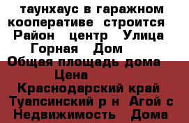 таунхаус в гаражном кооперативе (строится) › Район ­ центр › Улица ­ Горная › Дом ­ - › Общая площадь дома ­ 90 › Цена ­ 850 000 - Краснодарский край, Туапсинский р-н, Агой с. Недвижимость » Дома, коттеджи, дачи продажа   